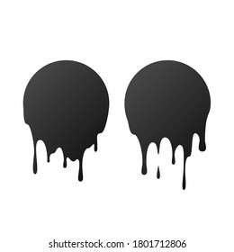 Dripping black circles. Dripping liquid. Liquid drops of ink. Vector 