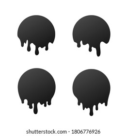 Recorriendo círculos negros. Gotas líquidas de tinta. Derrame líquido. Ilustración del vector aislada en blanco