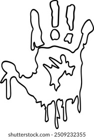 Tropfende schwarze Handabdruck Umriss Vektorgrafik für Halloween und Horror Konzepte
