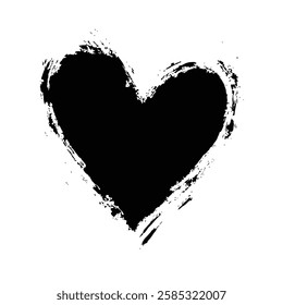 Dripping Black Heart Grunge Texture for Dark and Artistic Vector Designs