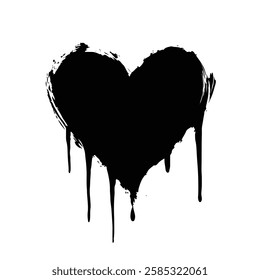 Dripping Black Heart Grunge Texture for Dark and Artistic Vector Designs