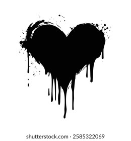 Dripping Black Heart Grunge Texture for Dark and Artistic Vector Designs