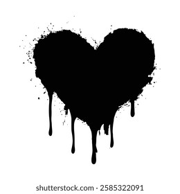 Dripping Black Heart Grunge Texture for Dark and Artistic Vector Designs