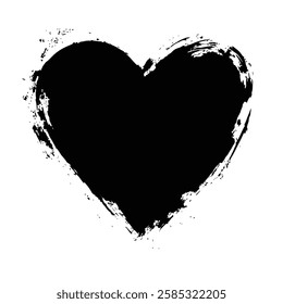 Dripping Black Heart Grunge Texture for Dark and Artistic Vector Designs