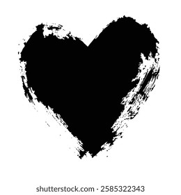 Dripping Black Heart Grunge Texture for Dark and Artistic Vector Designs