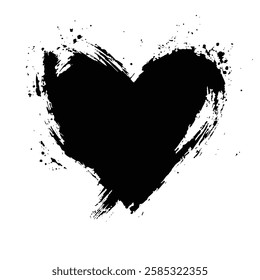 Dripping Black Heart Grunge Texture for Dark and Artistic Vector Designs