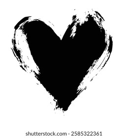 Dripping Black Heart Grunge Texture for Dark and Artistic Vector Designs