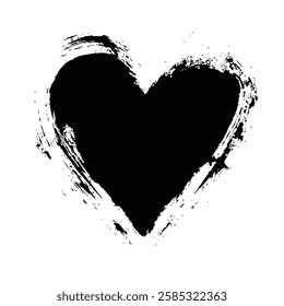 Dripping Black Heart Grunge Texture for Dark and Artistic Vector Designs