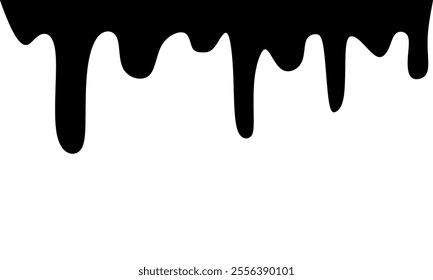 Dripping black liquid. Different borders with flowing ink, sticky liquid design