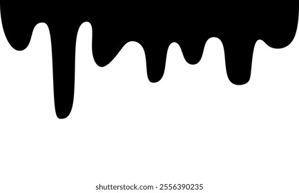 Dripping black liquid. Different borders with flowing ink, sticky liquid design