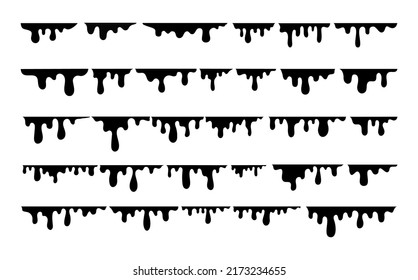 Dripping black liquid set vector collection fully editable eps 10	