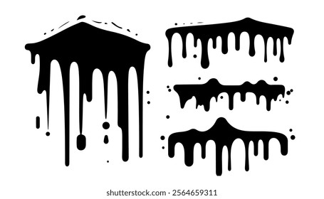 Dripping Black Liquid Vector Illustration