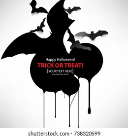 dripping black paint frame. creepy flying bats. trick or treat halloween promotional material. eps10 vector