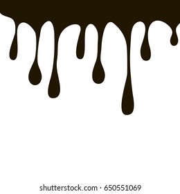 Dripping black paint. Dripping liquid. Fluid fluid. Spilling paint. Falling paint. Fluid oil stain. Abstract, liquid drops of ink. Vector illustration
