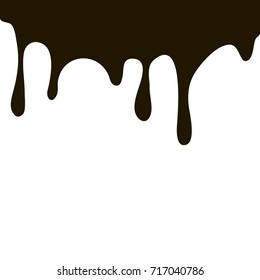 Dripping black paint. Dripping liquid. Fluid fluid. Spilling paint. Falling paint. Fluid oil stain. Abstract, liquid drops of ink. Vector illustration