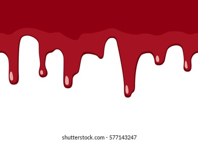 Dripping blood border. Vector illustration of blood or red paint flow down