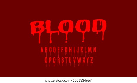 Dripping Blood Font Vector. Horror Alphabet Design