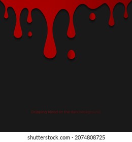  Dripping blood on the dark background, Vector illustration.