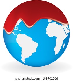 Dripping blood on the Earth. Vector illustration