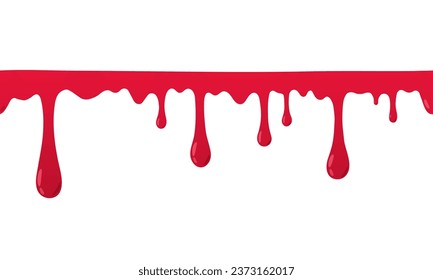Blutdrillen nahtloser Rand. Durchlass rote Farbe. Gruseliges dekoratives Element.