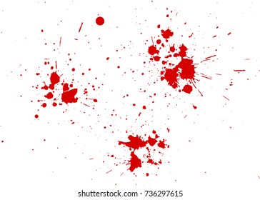 Dripping blood. Set of different isolated red splashes, drops and circles.