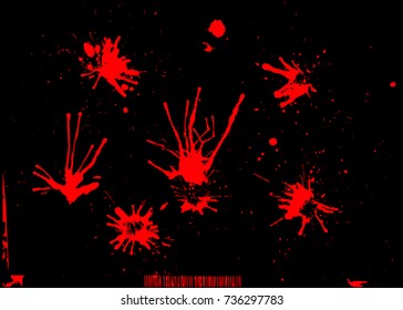 Dripping blood. Set of different isolated red splashes, drops and circles.