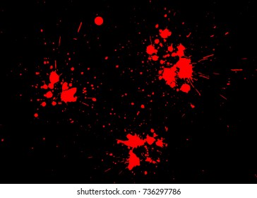 Dripping blood. Set of different isolated red splashes, drops and circles.
