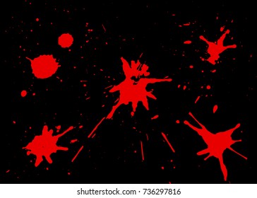 Dripping blood. Set of different isolated red splashes, drops and circles.