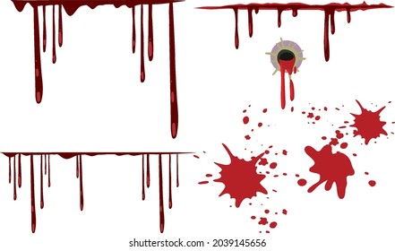 Dripping blood set on white background illustration