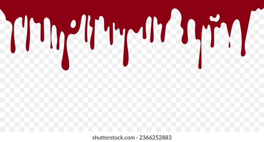 Ilustración vectorial de la sangre. Tintas corrientes, líquido fluido, gotas de lápiz, salpicaduras de pintura, sangre fundida. Vector transparente.