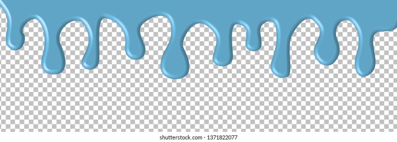 Dripping blue paint, ice, icicles. Drops flow down. Realistic border illustration for design presentation, web, advertisement, banner, poster, flyer, business card. Vector illustration.