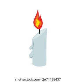 Vela de goteo con llama de fuego – espeluznante y clásico.  Vector de velas de Halloween: luz de cera goteante.