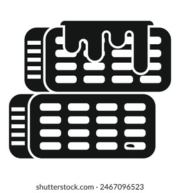 Dripping chocolate bar icon in flat design for web, mobile app, user interface, and more vector illustration