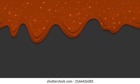 Tropfschokolade auf dunklem Hintergrund. Schokoladenflüssigkeit blasen. Vektorhintergrund