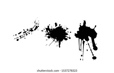 Dripping circle paint. Round liquid blob drops, ink graffiti splash shape, chocolate caramel milk leak. Vector circular paint black splatter spot set - Vector