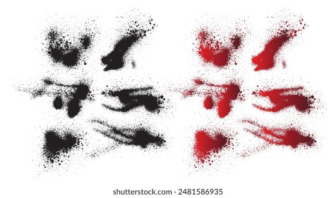 Tropfende Kollektion der schwarzen Vektorgrafik Blutfleck-Vektorgrafik. Satz von gefleckten roten Vektorgrafiken-Bluthintergrund. roter Tintenspritzer-Hintergrund