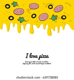 Dripping colorful pizza background. Vector illustration.