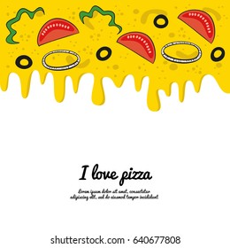 Dripping colorful pizza background. Vector illustration.