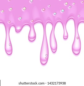 Dripping donut glaze. Pink frosting with colorful sprinkles. Graphic concept for your design 