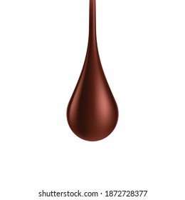 Dripping doughnut glaze composition with isolated drop of dark glaze vector illustration