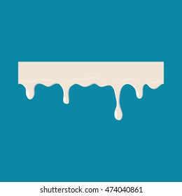 Dripping down milk icon isolated on blue background. Liquid symbol