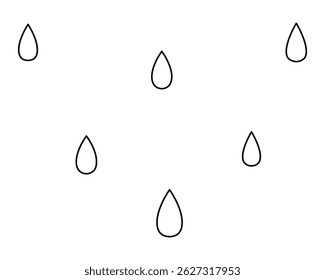 Dripping drops. Sketch. Vector illustration. Outline on isolated white background. Doodle style. Coloring book for children. Falling water. Doodle style. Idea for web design.