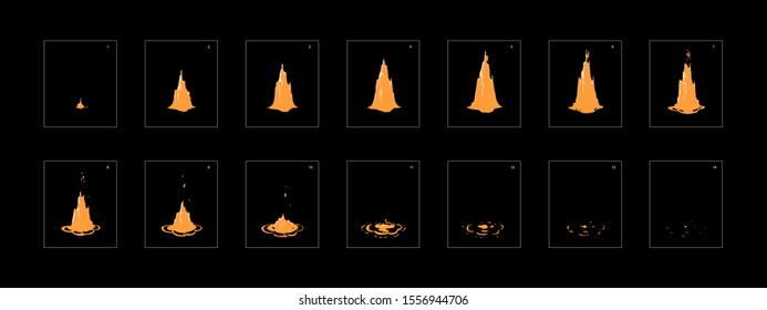 Dripping dust special effect animation. dust effect frame by frame animation sprite sheet. classic animation for game development, motion graphic or mobile games.