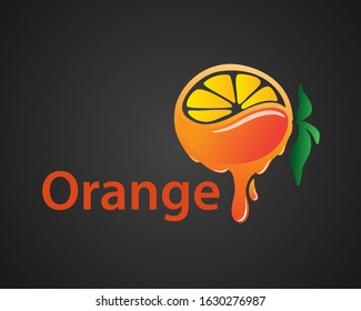 dripping extract fruit juicy orange isolated on black background logo design inspiration
