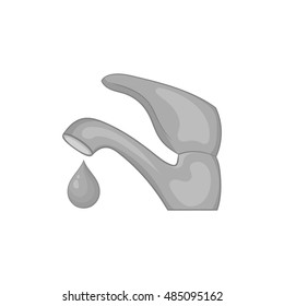 Dripping faucet icon in black monochrome style on a white background vector illustration