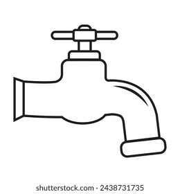 A dripping faucet with a line icon for the Internet, mobile devices and infographics. Vector isolated doodle-style sign