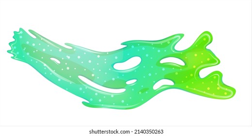 Dripping green goo slimes isolated. Slimes splash, flow of muscus. Green colorful jelly for playing. Cartoon vector illustration