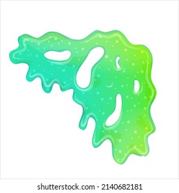 Dripping green goo slimes isolated. Slimes are corner flow of muscus. Green colorful jelly for playing. Cartoon vector illustration.