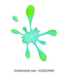 Dripping green goo slimes isolated. Slimes splash, flow of muscus. Green colorful jelly for playing. Cartoon vector illustration.