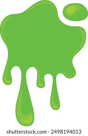 Dripping green slime. Cartoon toxic blob stain